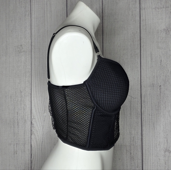 Morbid Threads Black Mesh Bustier Corset Top Goth Punk Fetish Lingerie - 36D - Picture 2 of 6